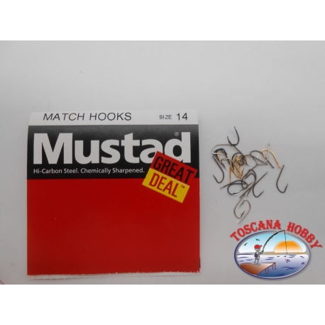 1 packung 25pz angelhaken Mustad "great deal" - serie Match hooks sz.14 CF.A543