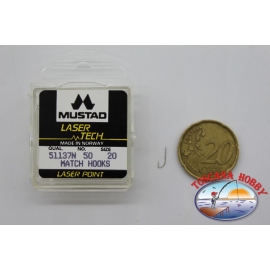 1 packung 50pz angelhaken Mustad "laser-tech" - serie 51137N sz.20 FC.A498