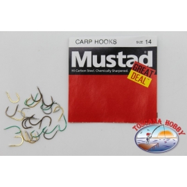 1 confezione da 25pz ami Mustad "great deal" serie Carp hooks sz.14 FC.A536