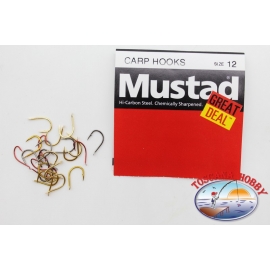 1 paquete de 25 pcs Mustad "gran cantidad" de la serie de ganchos de la Carpa sz.12 FC.A537