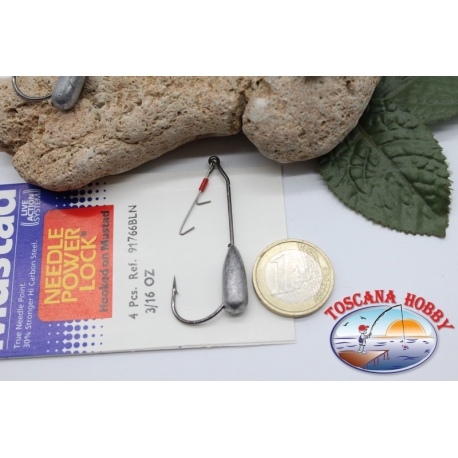 1bustina 4 pz Ami piombati con gancio Mustad, cod.91766BLN-a