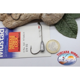 1bustina 4 pz Ami piombati con gancio Mustad, cod.91766BLN-a