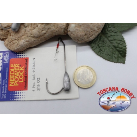 1bustina 4 pz Ami piombati con gancio Mustad, cod.91766BLN-a