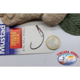 1bustina 5 pz Ami piombati Mustad offset con gancio, cod.37752BLN-1