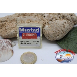 1 caja 50pcs anzuelos Mustad-cod.224N n.16, de toda la ronda de gancho FC.B4A