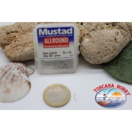 1 boîte de 50pcs hameçons Mustad cod.225N n.16, all-round crochet FC.B6B