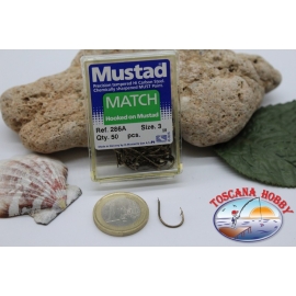 1 boîte de 50pcs hameçons Mustad cod.286A n.Match 3 Crochet FC.B10A