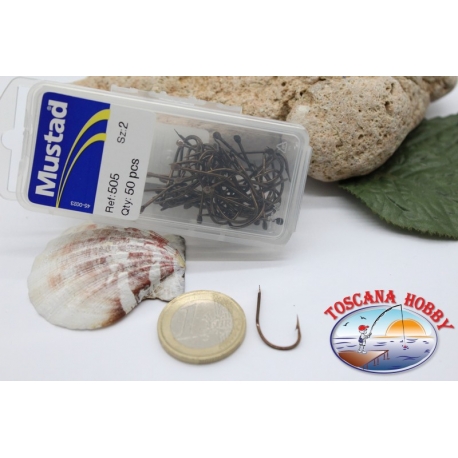 1 box 50pcs hooks Mustad cod.505 n.2 FC.B14D