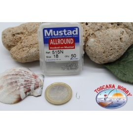 1 box 50pz Angelhaken Mustad cod.515N nr. 18 All-Round FC.B15D