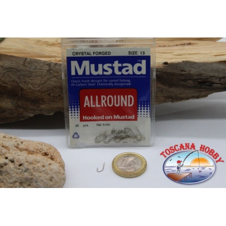 1 bustina 25pz Ami Mustad cod.515N n.13 Crystal Forged FC.B15F