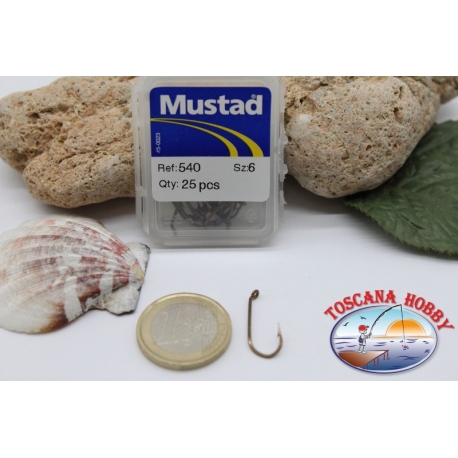 1 caja de 25 ordenadores Mustad-cod.540 n.6 ojal de la FC.B20A