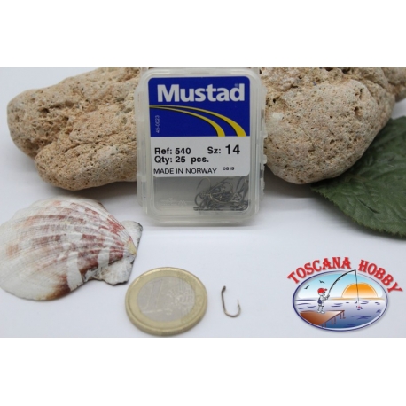 1 caja de 25 ordenadores Mustad-cod.540 n.14, ojal de la FC.B20D