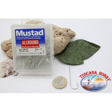 1 box 50pcs hooks Mustad cod. 1982ID, no.14, aberdeen hook FC.B26A