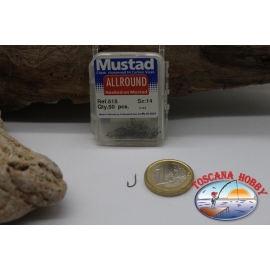 1 caja 50pcs anzuelos Mustad-cod. 515, n.14, de Toda la Ronda de FC.B50B