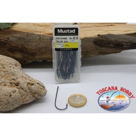 1 box 25 st. angelhaken Mustad cod. 4446B, nr. 3/0, Kirby hooks, öse FC.B62D