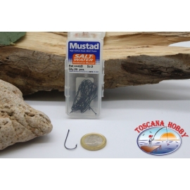 1 box 25 pcs Mustad cod. 4446B, no.2, salt water hooks, eyelet FC.B62F