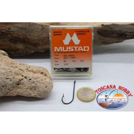 1 box 50 pcs Mustad cod. 3137, n.3/0, eyelet FC.B68C