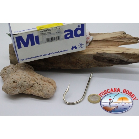 1 box 50 stk. angelhaken Mustad cod. 2330DT, nr. 1, Kirby sea hooks, öse FC.B72A