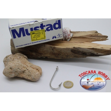 1 boîte de 100 pcs Mustad cod. 2330DT, pas.3, Kirby mer crochets, oeillets FC.B72B