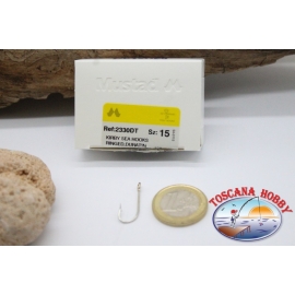 1 box 100 stk. angelhaken Mustad cod. 2330DT, nr. 15, Kirby sea hooks, öse FC.B72I