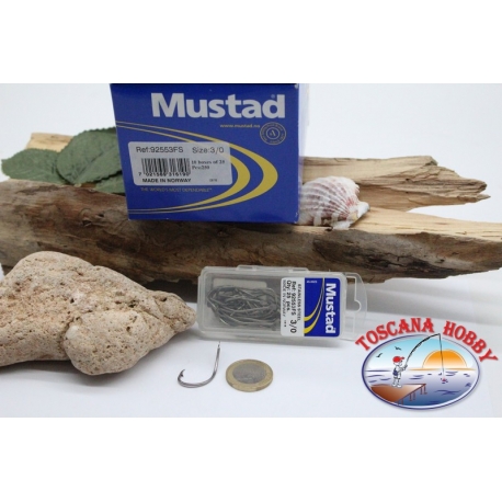 10 box 25pz angelhaken Mustad, cod. 92553FS, nr. 3/0 FC.E7A