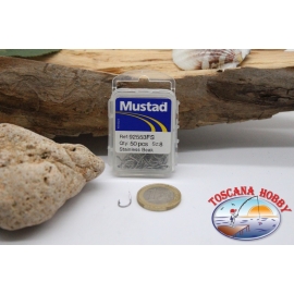 1 boîte de 50pcs hameçons Mustad cod. 92553FS, pas. 8, Inoxydable Bec FC.B81A