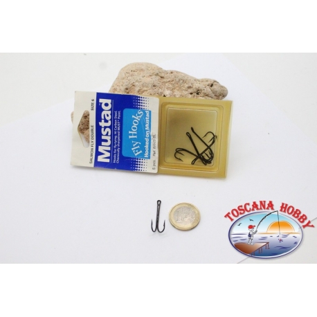 1 caja 5 uds Ami doble Mustad-cod. 80525BL, no.6, de acero al carbono ganchos,FC.D5A