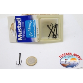 1 boîte de 5 pièces Ami double Mustad cod. 80525BL, pas.4, acier au carbone crochets,FC.D5B