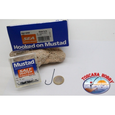 10 caja de 25, Mustad, el bacalao.3262 n.2/0, FC.E21B