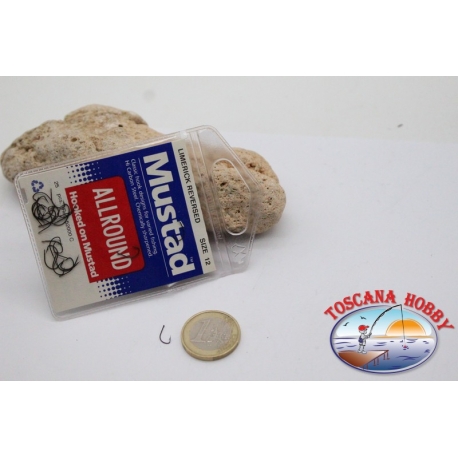 1 sachet de 25 pcs Mustad cod.52000C, pas. 12, Limerick inversé crochets FC.B88B