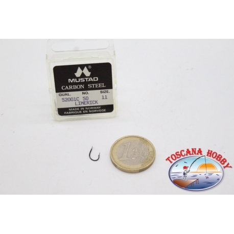 1 caja 50pcs anzuelos Mustad-cod.52001C, no. 11, Limerick ganchos FC.B89A