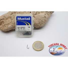 1 caja 50pcs anzuelos Mustad-cod.52002C, no. 14 FC.B90A