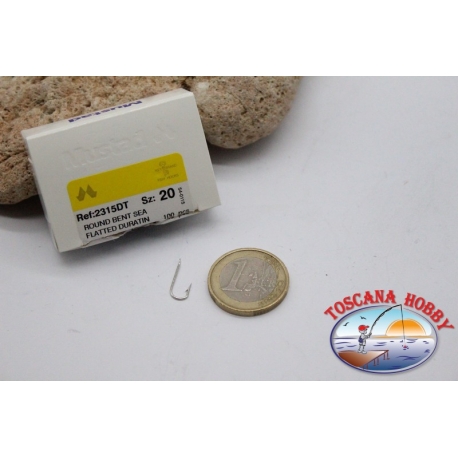 1 boîte de 100 pcs Mustad cod.2315DT pas.20, Rond plié mer crochets FC.B30C