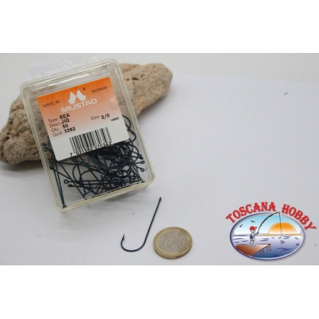 1 boîte de 50 pcs Mustad, cod.3262, n.2/0, Mer Gabarit de FC.B116A