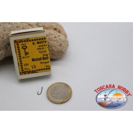 1 boîte de 100 pcs Mustad, cod.1525, pas.15, de qualité Supérieure Kirby crochets FC.B121A