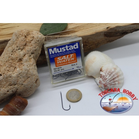 1 box of 50 pcs, Mustad, cod. 3275, n.2, Abardeen Saltwater hooks, FC.B135A