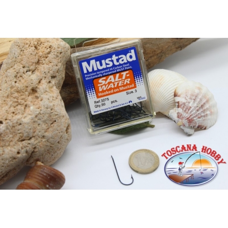 1 caja de 50 piezas, Mustad, el bacalao. 3275, n.3, Abardeen de agua Salada, ganchos, FC.B135B