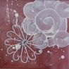 Painting a white flower on a red background size 30x30.QR9. QR9