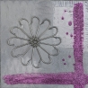 La peinture de fleurs à paillettes argent fuchsia, taille 30x30. QR10