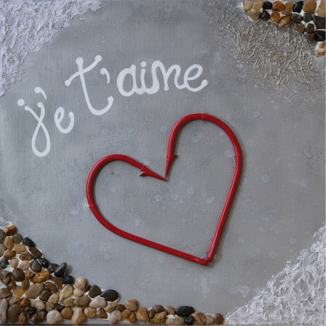 Cadre coeur je t'aime de taille 50x50. QR15